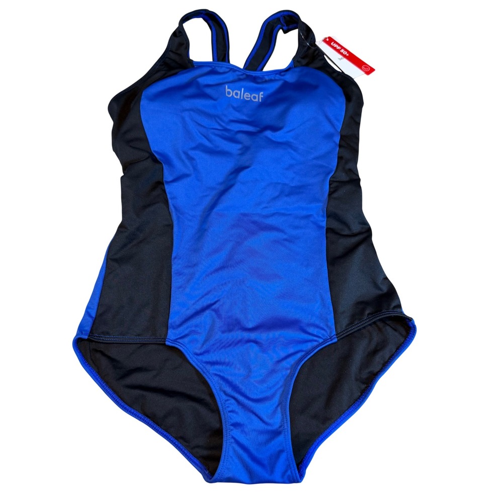 Baleaf Womens Blue Black Racerback One Piece Swimsuit UPF 50+ Size M ACG012